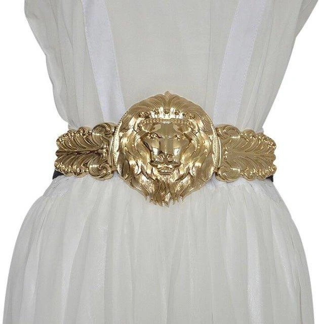 Gouden Leeuwenriem voor Dames: Fluwelen Glamour, Stijlvol & Elastisch, Een Luxe Uitstraling!