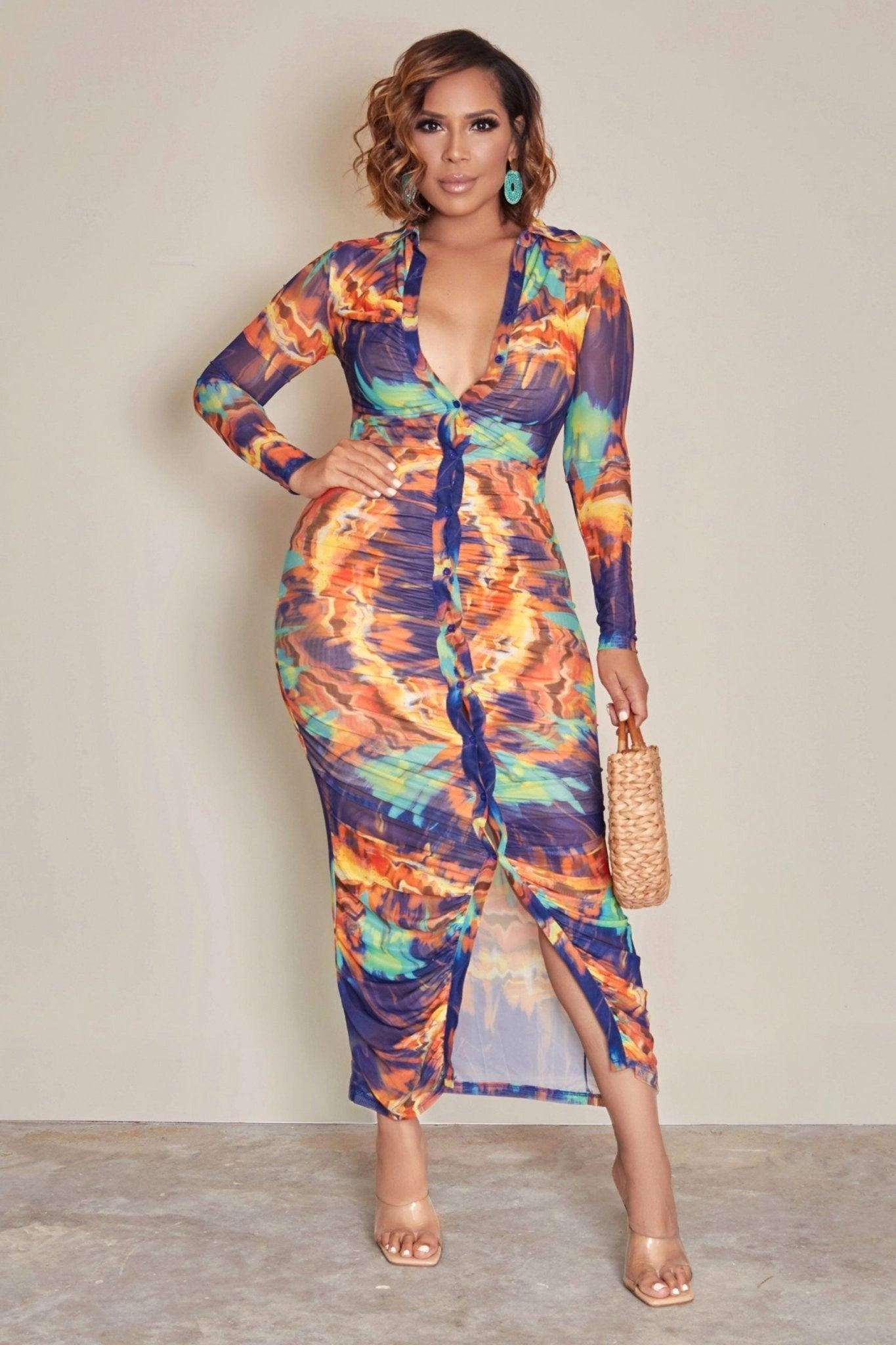 Yanine Tie Dye Bodycon Jurk: Zomerse Vibe, Jij Bent de Blikvanger, Klaar voor Feest!